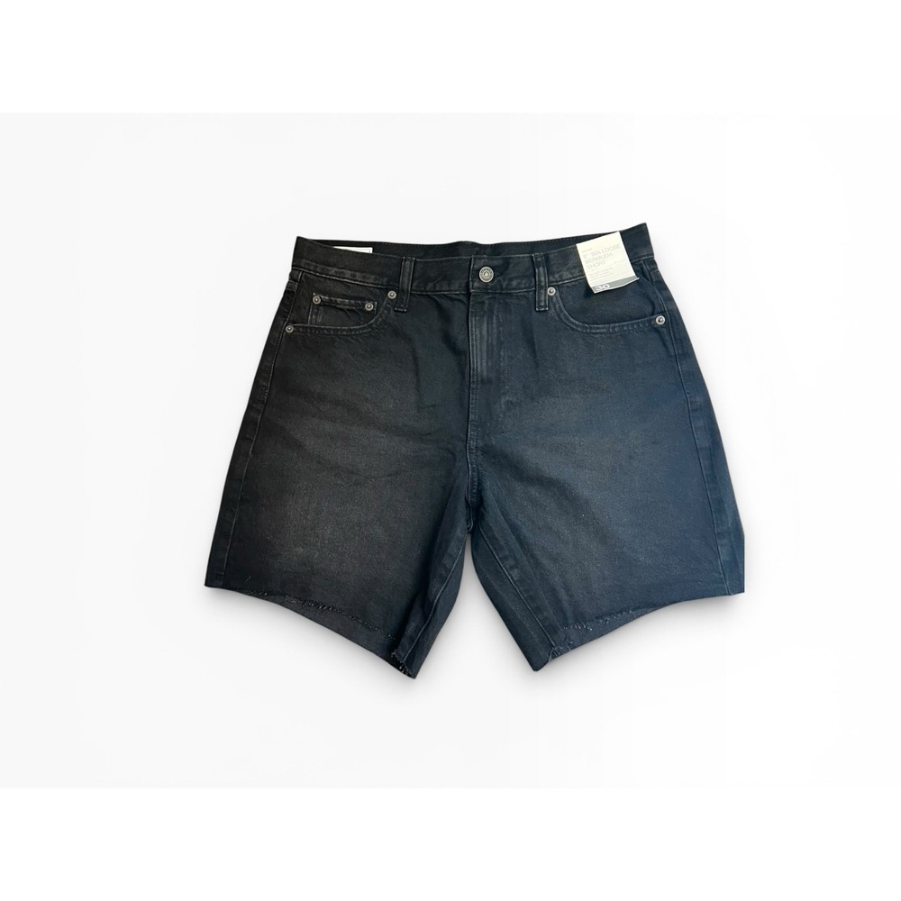 NWT GAP 90s Loose Bermuda Shorts Black Denim Mid Rise Size 30 Fits 34 8" Inseam